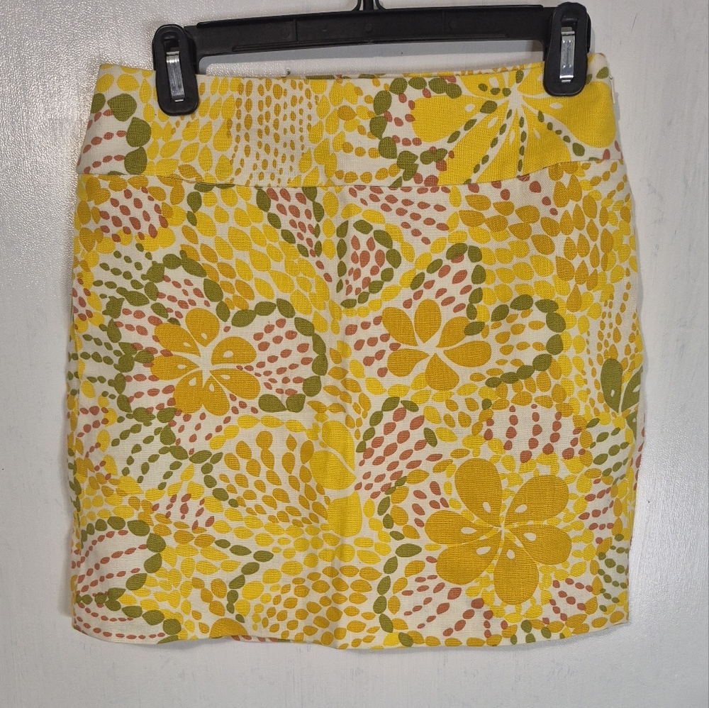 J.CREW Foral Yellow Skirt SIZE 0